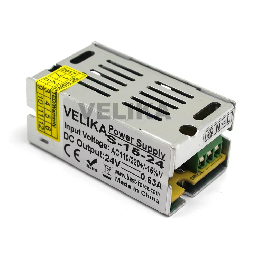 Драйвер источника питания Mini Size DC24 0 63 A 15 Вт AC DC 24 В источники для светодиодной