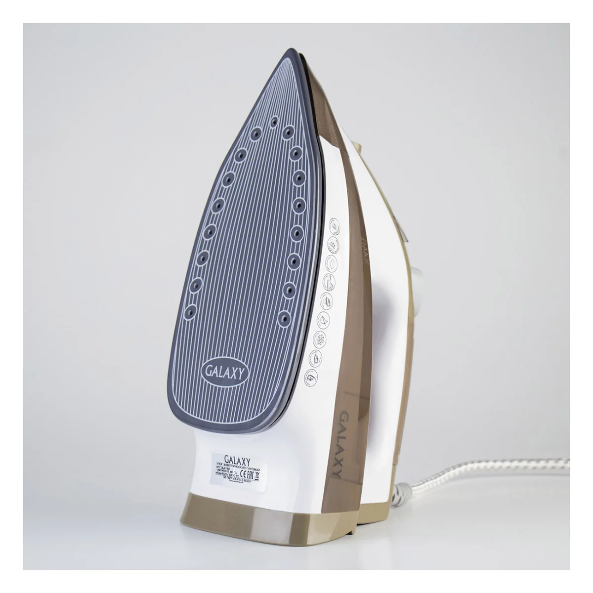 Утюг Galaxy GL 6122 коричневый (Мощность 2400 Вт, емкость для воды 320 мл, вертикальное отпаривание, самоочистка, антинакипь, автоотключение, эмалевое покрытие подошвы)