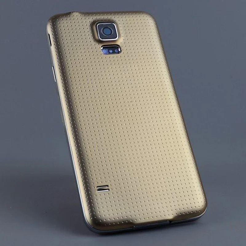 Оригинальная средняя рамка пластина+ Крышка корпуса батареи для samsung Galaxy S5 G900F G900H G900 i9600 чехол запасные части - Цвет: Golden