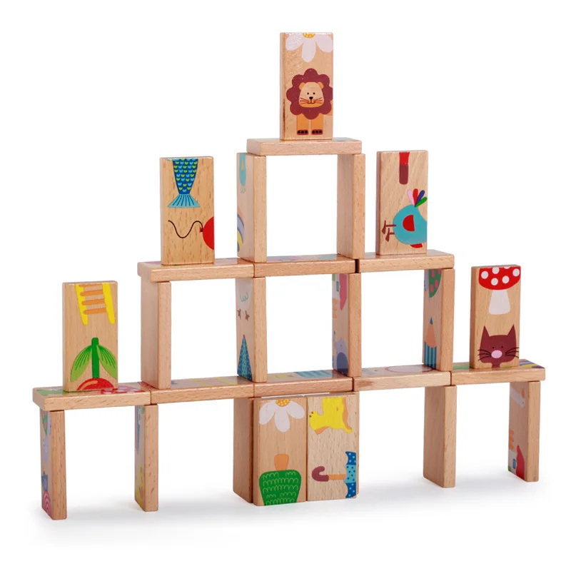 28 PCS Animal Domino Blocks Toy Wood Domino Unisex Baby Educational Toys For Kid Above 3 Years Old Gift BM88 baby-blocks : image 28 PCS Animal Domino Blocks Toy Wood Domino Unisex Baby Educational Toys For Kid Above 3 Years Old Gift BM88 baby-blocks