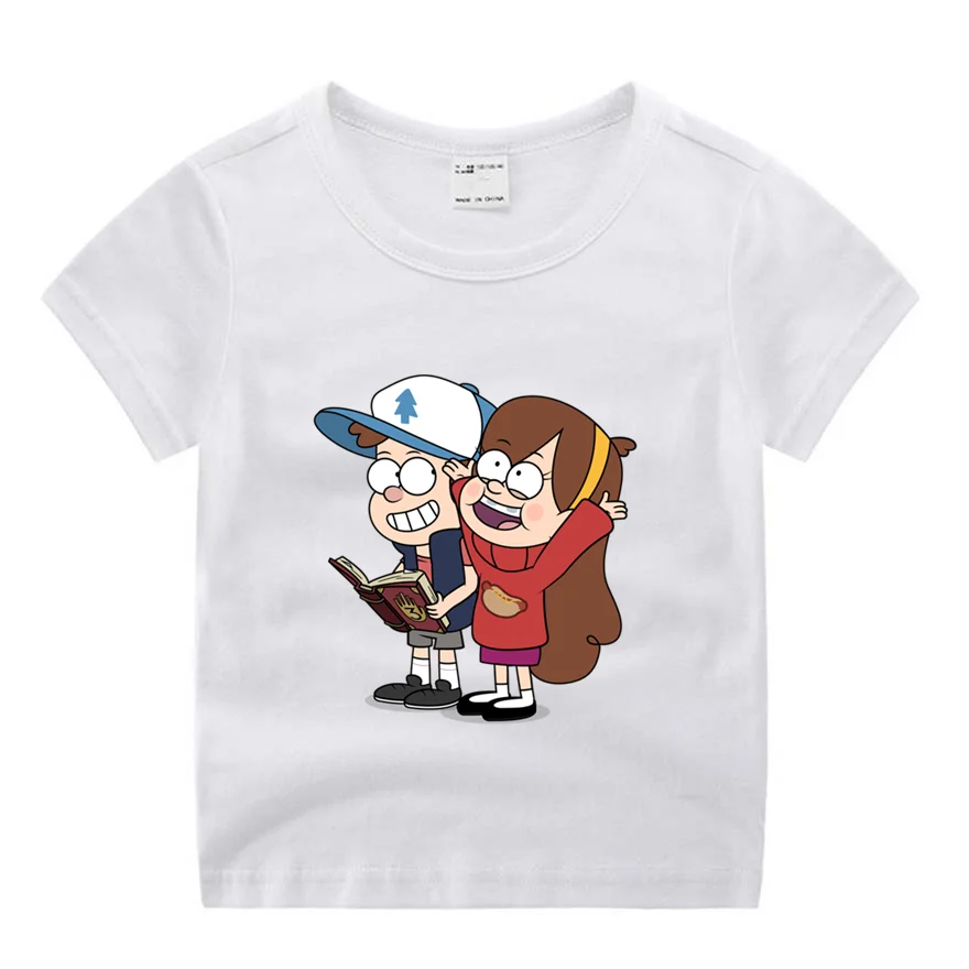 Одежда для маленьких мальчиков детская футболка с забавным принтом из мультфильма «Гравити Фолз» детские летние топы с круглым вырезом, футболки для мальчиков и девочек Ca - Цвет: P624-0