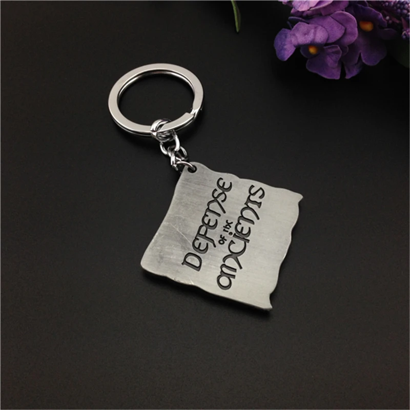  Gift DOTA 2 Logo Metal Pendant Brand Keychains Key Ring Color Blue Red