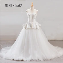 Real Pictur Ball Gown Wedding Dresses 2017 Bead Strapless Tulle Bridal Gown Plus Size Wedding Gown Vestido De Novia Floor Length