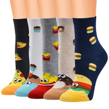 1 Pairs Women Cute Cartoon Printing Pattern Ladies Socks Tube Girls Comfort Causal Cotton Socks calcetines mujer divertido