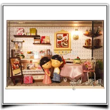 T003 diy миниатюрная Кондитерская кукольный домик Милая многослойная(с куклами) деревянный кукольный домик кукольный дом магазин