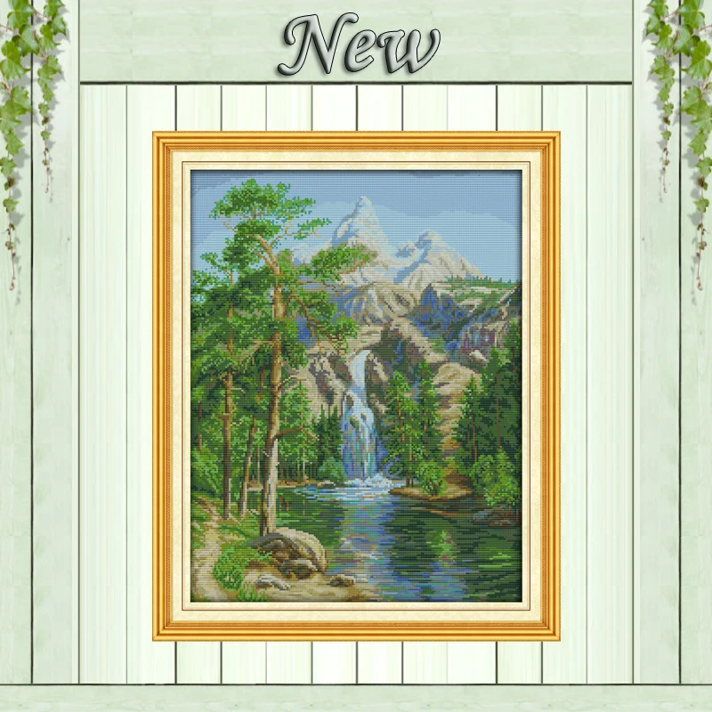 

High mountain and flowing water diy Painting Counted Printed on canvas DMC 14CT 11CT Cross Stitch Needlework Kits Embroidery Set