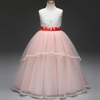 

Girls Dresses Layer Dress Long Flower Dress for Wedding Gown Green Solid Pink Graduation Gown Dress Vestido Largo vestir Boda