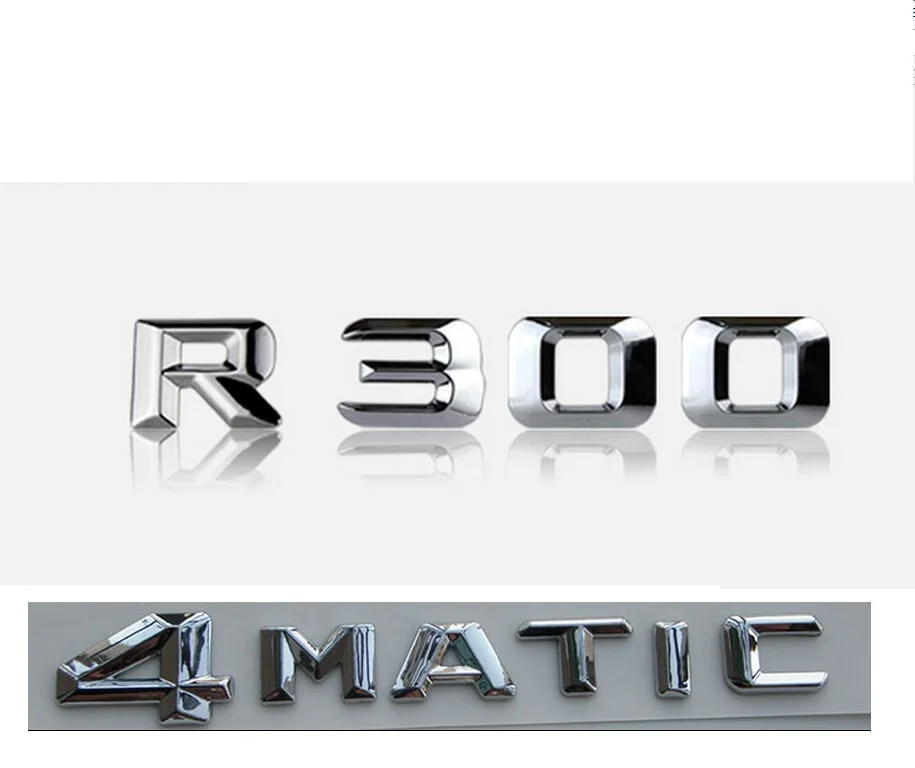 

Chrome " R 300 4 MATIC " Car Trunk Rear Letters Words Badge Emblem Letter Decal Sticker for Mercedes Benz R Class R300 4MATIC