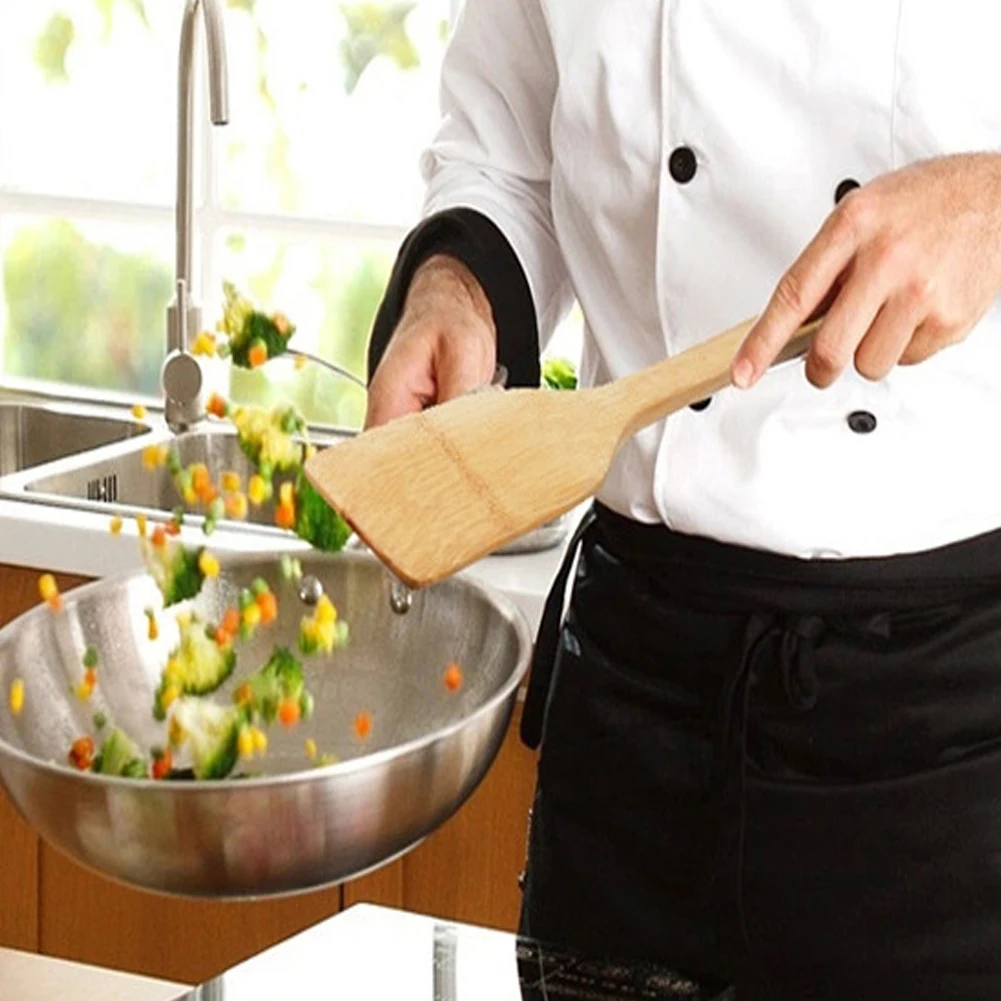Бамбуковая Лопатка деревянная кухонная лопатка с прорезями ложка для перемешивания держатель кухонная утварь обеденная пищевая лопатки для вока