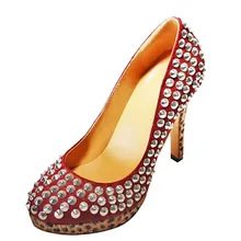 2015 New Punk Style Fashion Rivet Pump Leopard Heel Shoes Cover High Thin Heels zapatos mujer Pointed Toe Slip-On Lady’s Shoes