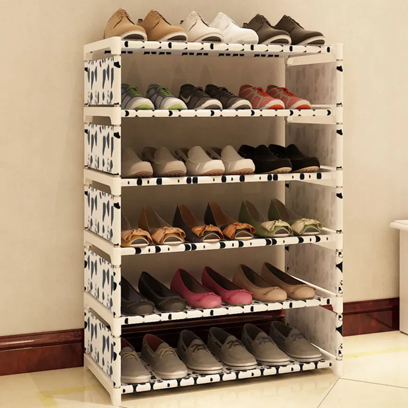 Simple Fashion Six Layers Multi-purpose Shoe Rack Non-woven Cloth Iron Metal Shoe Storage Cabinet Book Shelf Toy Storage Locker