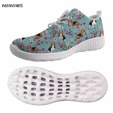 INSTANTARTS Новинка года быстросохнущие кроссовки для мужчин милая собака Бассет-Хаунд цветочный принт пляжные воды обувь дышащая босиком