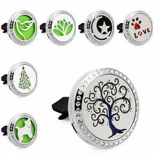 Tree of Life 30mm Crystal Stainless Steel Magnet Essential Oil Aroma Perfume Locket Car Diffuser Locket Vent Clip 10pcs Pads