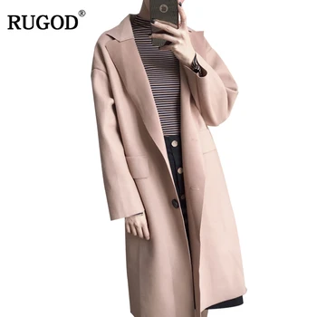 

RUGOD New X-Long Women Coat Long Sleeve Solid Wool Coat Casual Warm Winter Clothes For Women manteau femme hiver