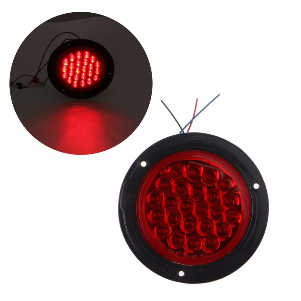 

HNGCHOIGE 1 Pair DC 24V Car Truck Trailer 24 LED Round Dia. 110mm Reflector Rear Brake Stop Marker Tail Light Red /Yellow