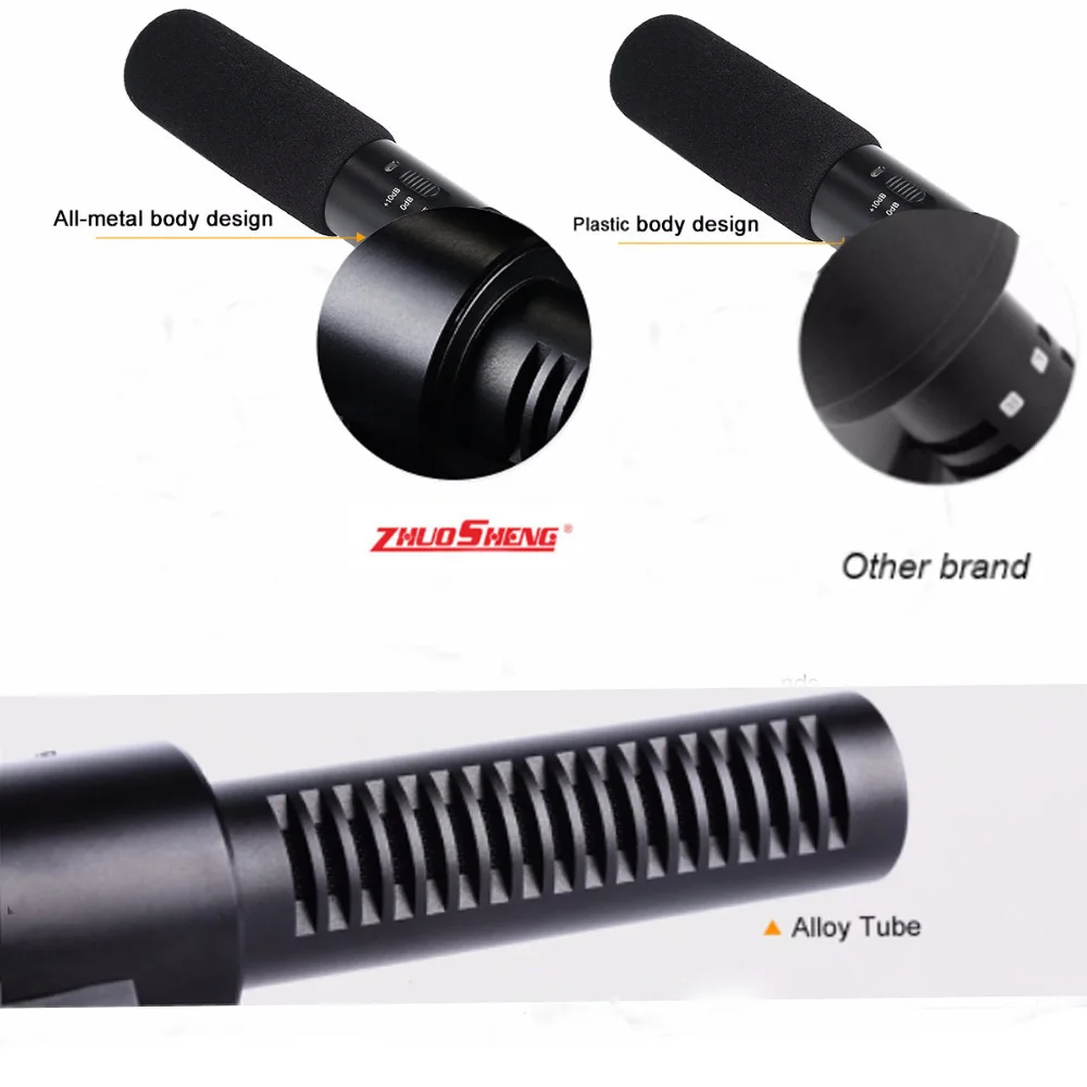 Zhuosheng профессиональная видеокамера интервью Comdenser Mic для Dslr Canon Nikon Sony видеокамеры
