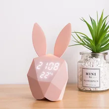 Creative Smart Rabbit Alarm Clock Student Snooze Clock Magnet Adsorption Wall Clock Light Digital LED Alarm Clock With charging