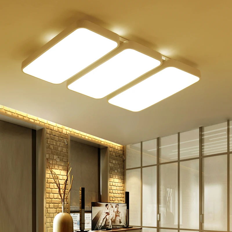 Белый, черный светодиодный потолочный светильник с пультом дистанционного управления, потолочный светильник для гостиной, современный потолочный светильник, Квадратный светодиодный светильник