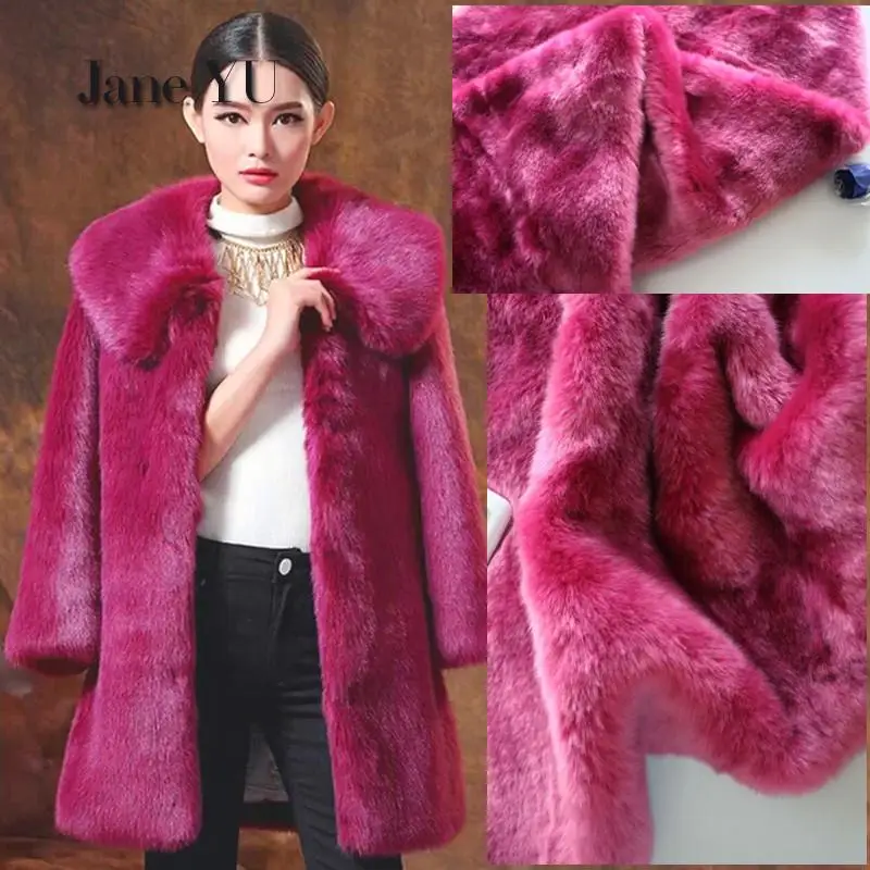 

JaneYU 1.5cm rose red encryption thick plush fabric imitation rabbit plush cloth fur clothing fabric 50x150cm