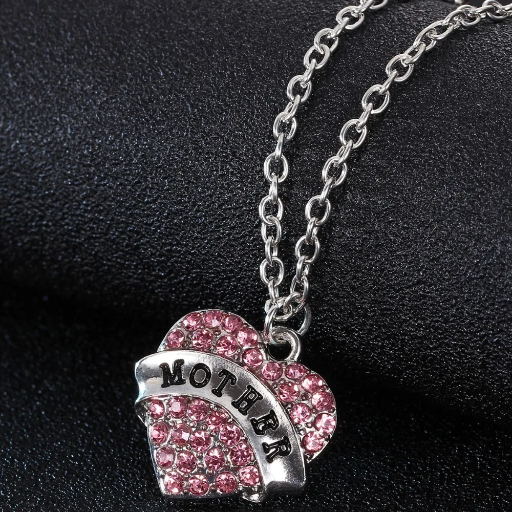 Женская семейная бижутерия украшенная стразами|mother gift|heart crystalnecklace necklace |