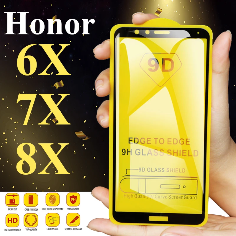 

9D Protective glass on for huawei honor 8x max screen protector 6x 7x 6 7 8 x 8xmax tempered glas huaway honer armor x8 cam film