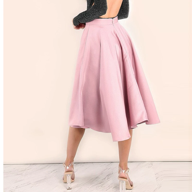 Saias Румяна Розовый чай Длина атласная юбка для Yong леди молния элегантные плиссированные юбки женские индивидуальный заказ Женская Нижняя Зимняя