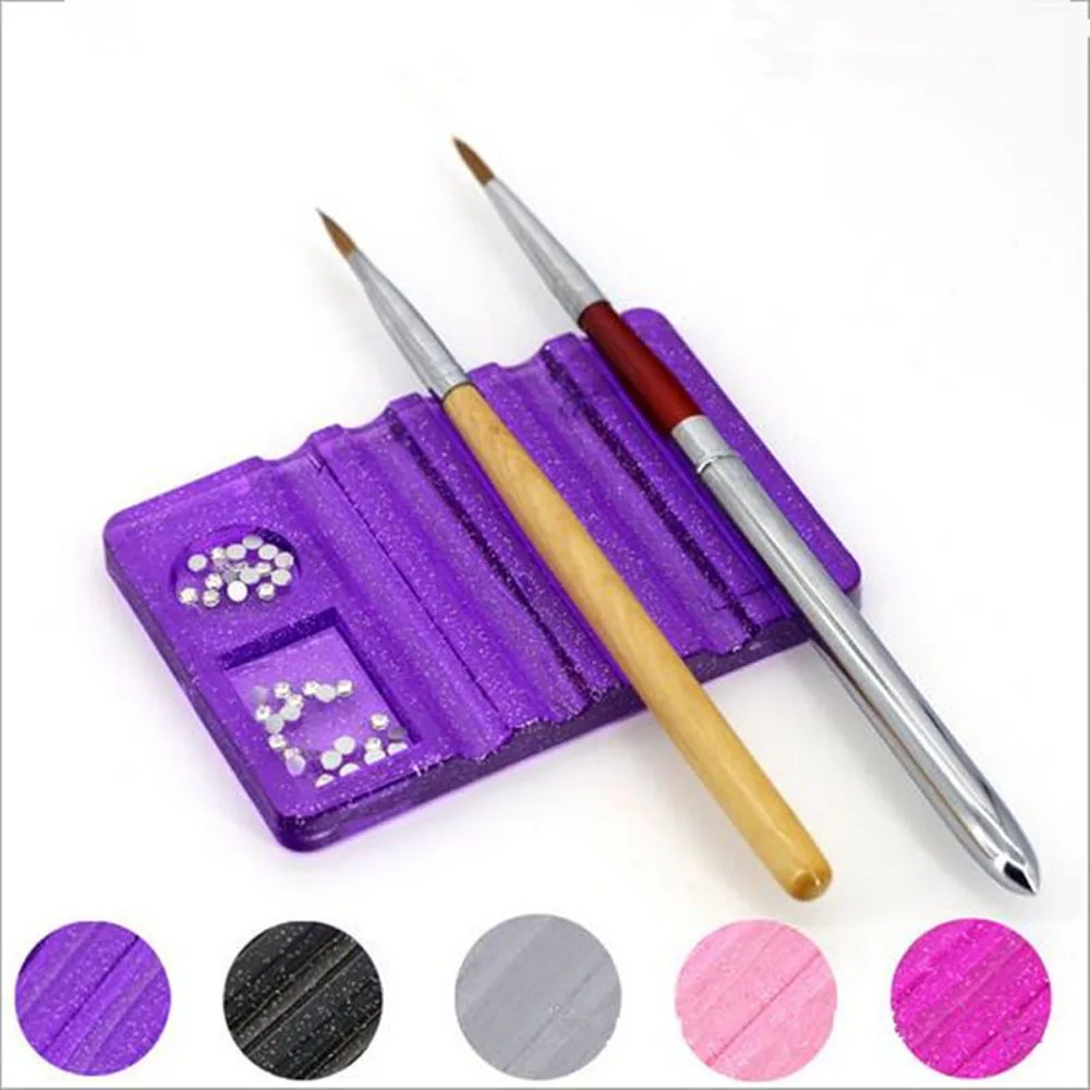 1Pc Nail Art Brush Holder Crystal Acrylic Display Stand Rest Tools for
