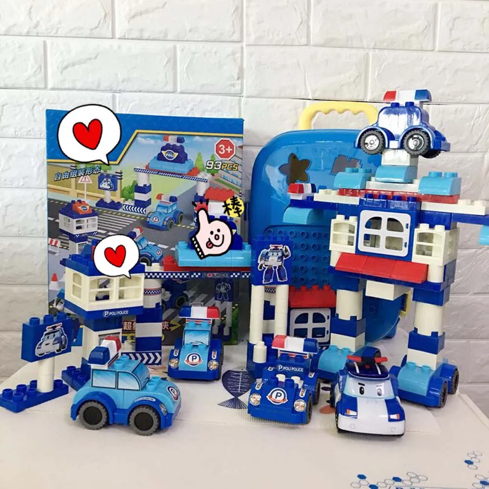 2019 New Transformation Car Cartoon Pull Rod Box Building Blocks Bricks Compatible with Legoingly Duplo Blocks for Children Gift