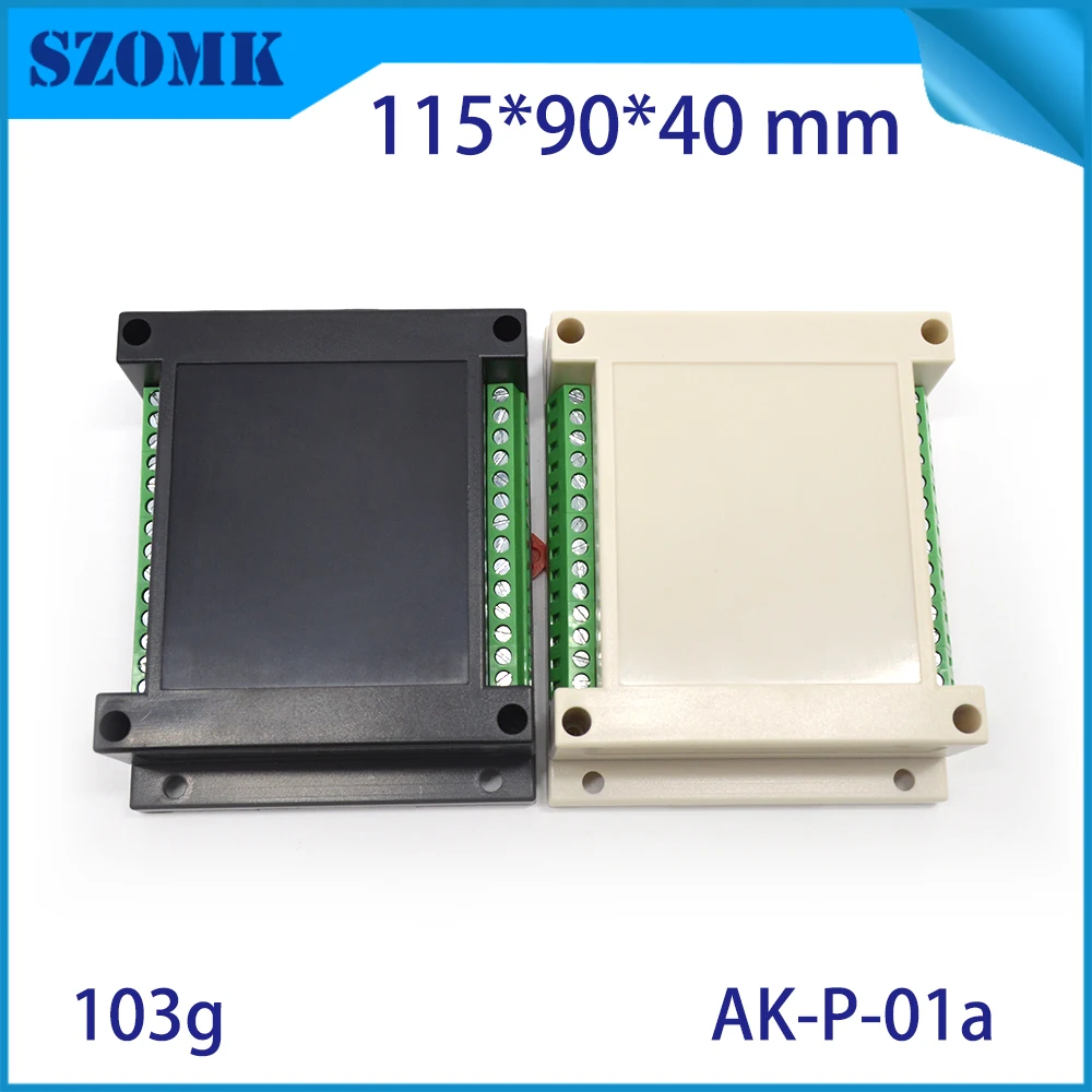 

1 piece free shipping plastic case din rail enclosures for electronics abs housing din box cutting with 2 pieces terminal Blocks