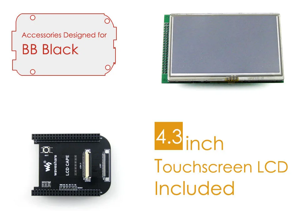 

BeagleBone Black Accessories Package C=LCD Connection Board Cape+ 4.3inch LCD Screen+ Cables for ARM Cortex-A8 Development Kit
