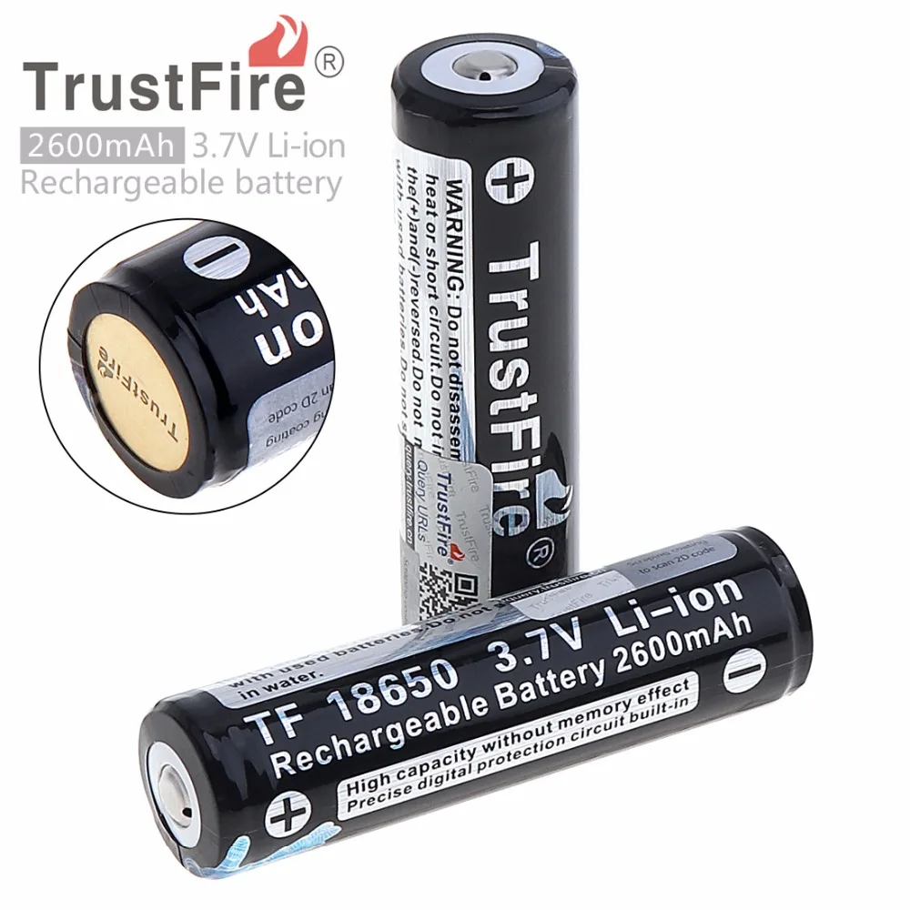 

TrustFire Protected 3.7V 18650 2600mAh High Capacity Li-ion Rechargeable Battery with Safety Relief Valve for LED Flashlights