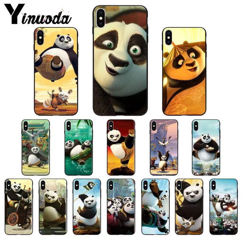 11pro MAX kungfu панда черный ТПУ Мягкий силиконовый чехол для телефона iPhone X XS 6 6s 7 7plus 8