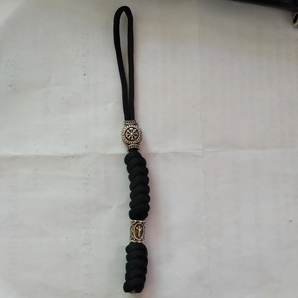 Белый Viking брелок с компасом Rune Beads Thor's Hammer и скандинавские руны бисера повседневные аксессуары брелок из Паракорда для мужчин и женщин - Цвет: Белый