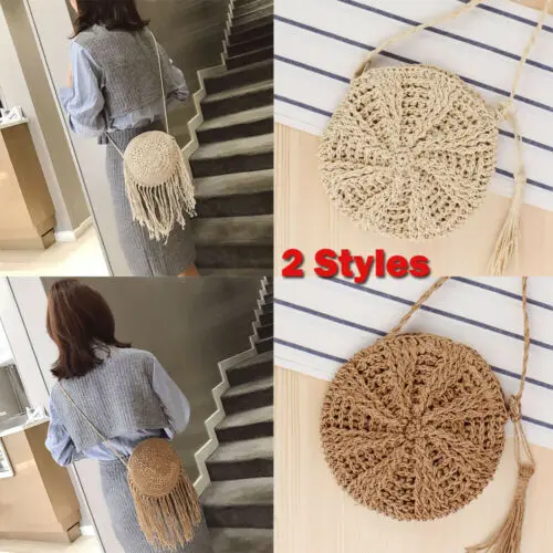 

Hand Bag Shoulder Bags Summer Beach Unique Design Tote Khaki Knitted Lady