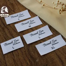 Пользовательские сложенный Вышивание этикетки, логотип/Марка этикетки, бренд одежды, сочетание размера, большой две линии текста