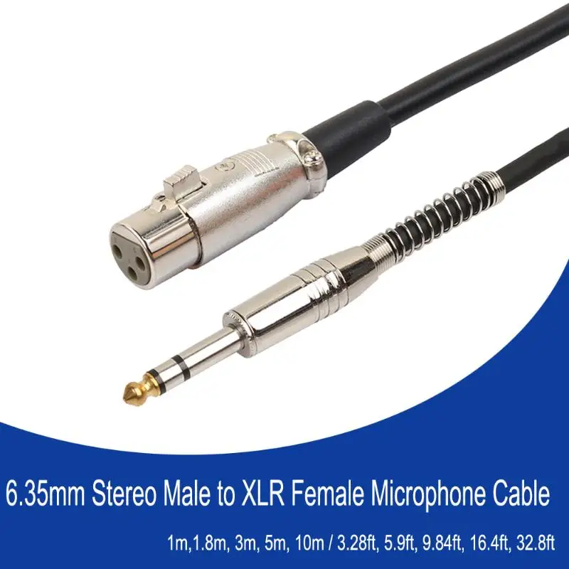 5m/10m Microphone Cable 6.35mm Jack Male to XLR 3PIN Female Audio Adapter Cables Cord Line Wire