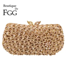 Бутик De FGG Выдалбливают женские бриллиантовые вечерние сумки металлические Minaudiere кошельки и сумки свадебные хрустальные сумки