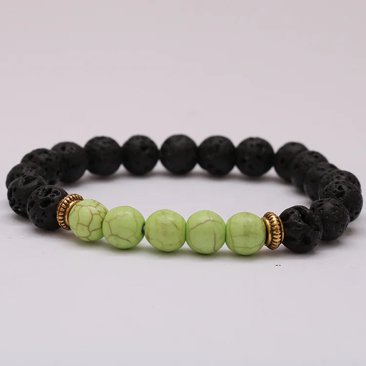 Buddha Prayer Natural Stone Bracelet For Women LAVA beads bracelets (4)