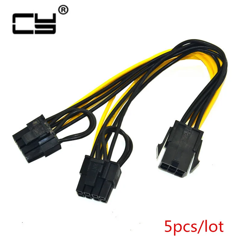 20cm 18AWG PCI E 8Pin to 2*8(6+2)pin GPU splitter extention power cable