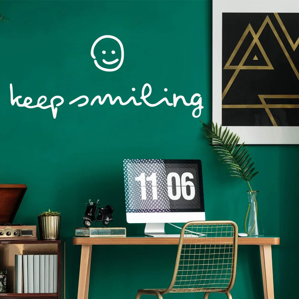 

Free shipping keep smiling Wall Sticker Vinyl Art Home Decor Living Room Children Room Vinyl Decal stickers muraux