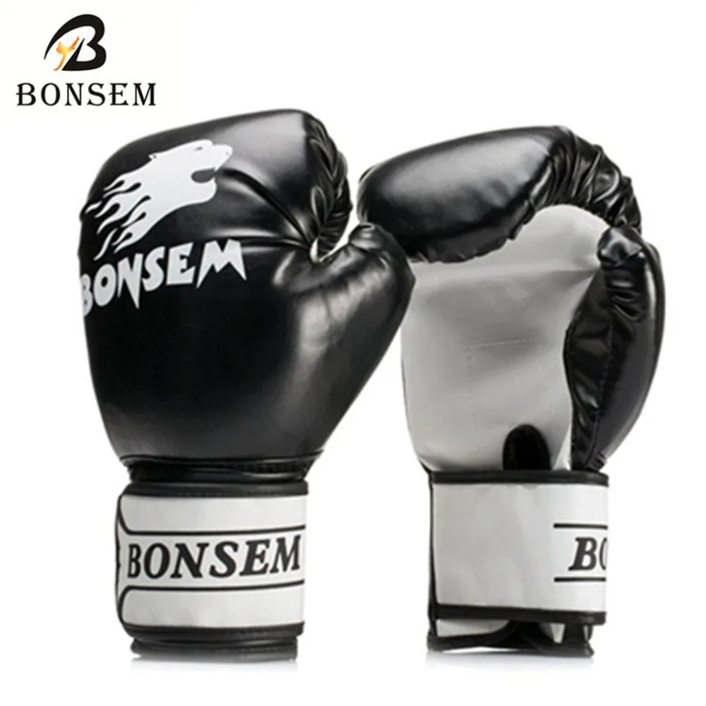 1 Pair Breathable MMA Boxing Gloves Solid Color Soft PU Material Muay