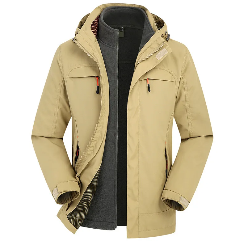 NIAN JEEP брендовая одежда Стиль зимнее платье Мужская ветровка куртки и пальто 3 в 1 подкладка и шляпа отстегивается 130
