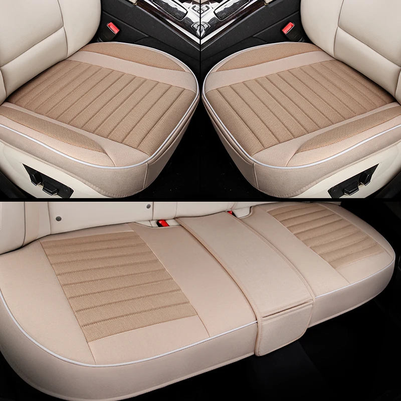 3D Universal Flax Car Seat Cover Breathable Auto Seat Cushion Protector Front Rear Adjustable Automobile Seat Pad Mat