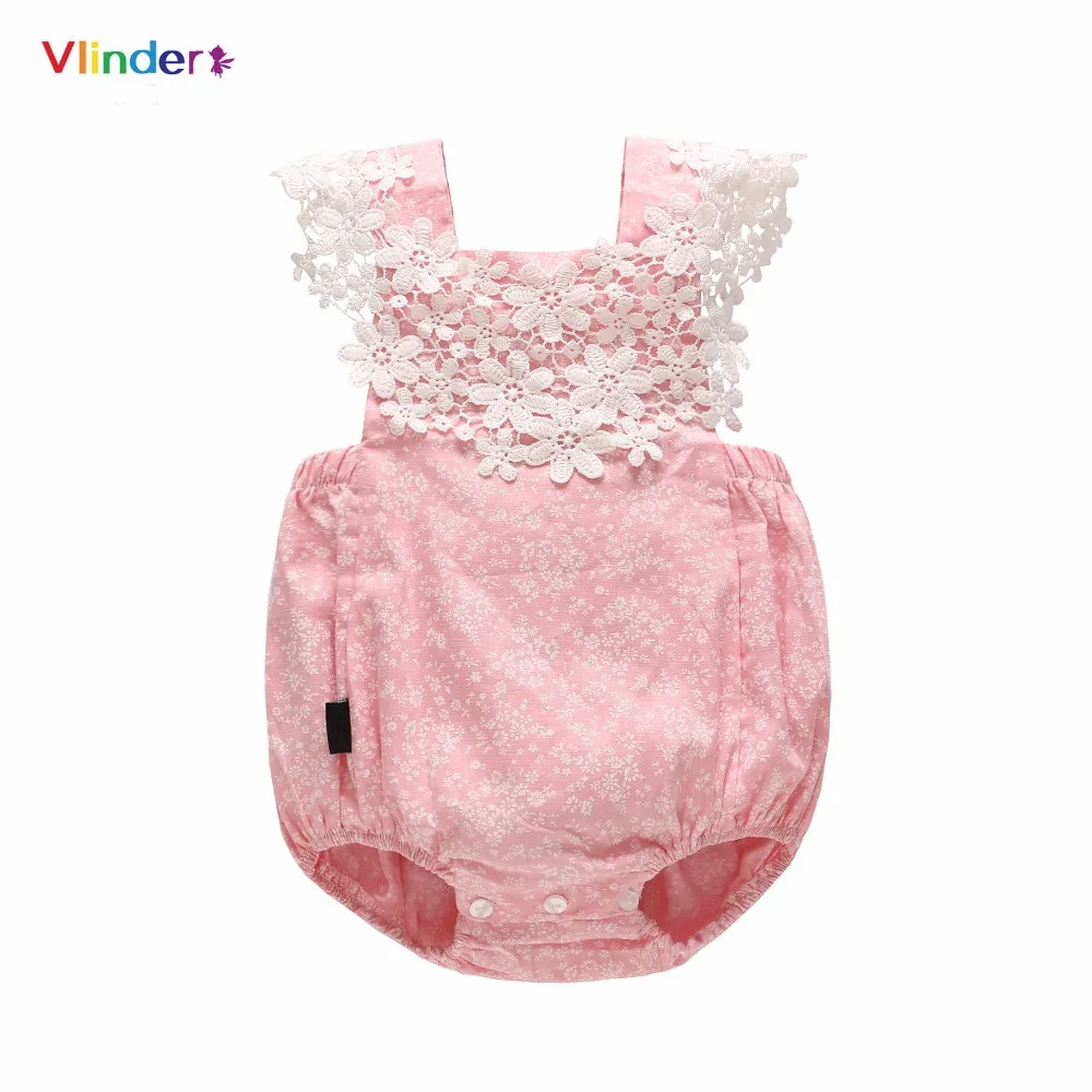

Vlinder Baby girl clothes girl Bodysuits Newborn Suspender Clothing Sleeveless Bandage Lace Flowers Printing Infant Bodysuits