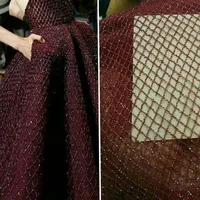 african lace fabric French tulle lace fabric with beads For Wedding Z-han3323-3