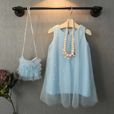 

Baby Girls Princess Party Dress Pearl Tulle Gown Formal Dress Sundress