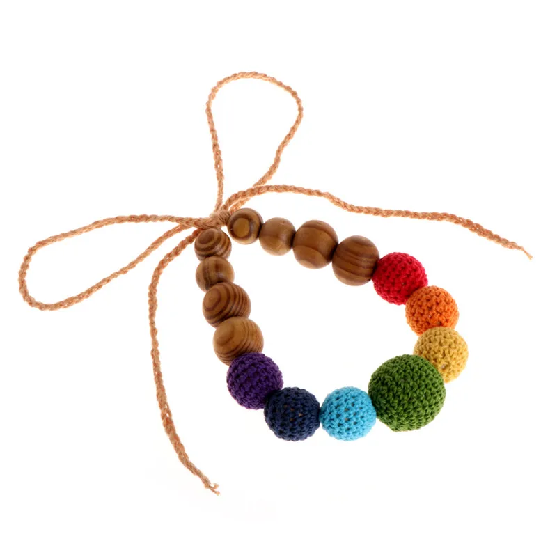 OOTDTY деревянные крючком зубные кольца для детей ожерелье для грудного вскармливания жевательные украшения Бусины - Цвет: C