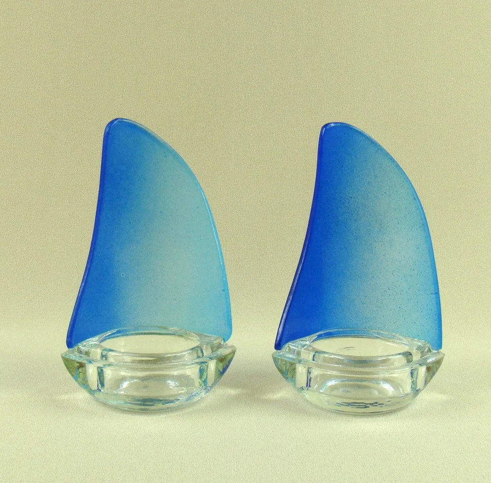 Fashion Glass Sailing Boat Model Candle Holder Decorative Yacht
