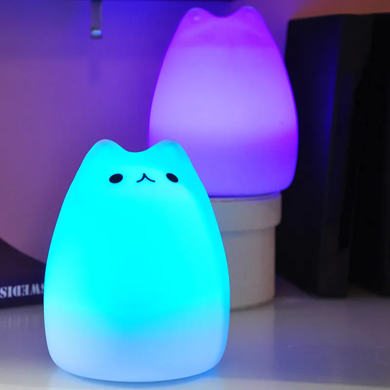 

Newest Cute Cat Lamp Night Light Silicone Kitty USB Rechargeable Lamp for Kids Toddler Girls @8