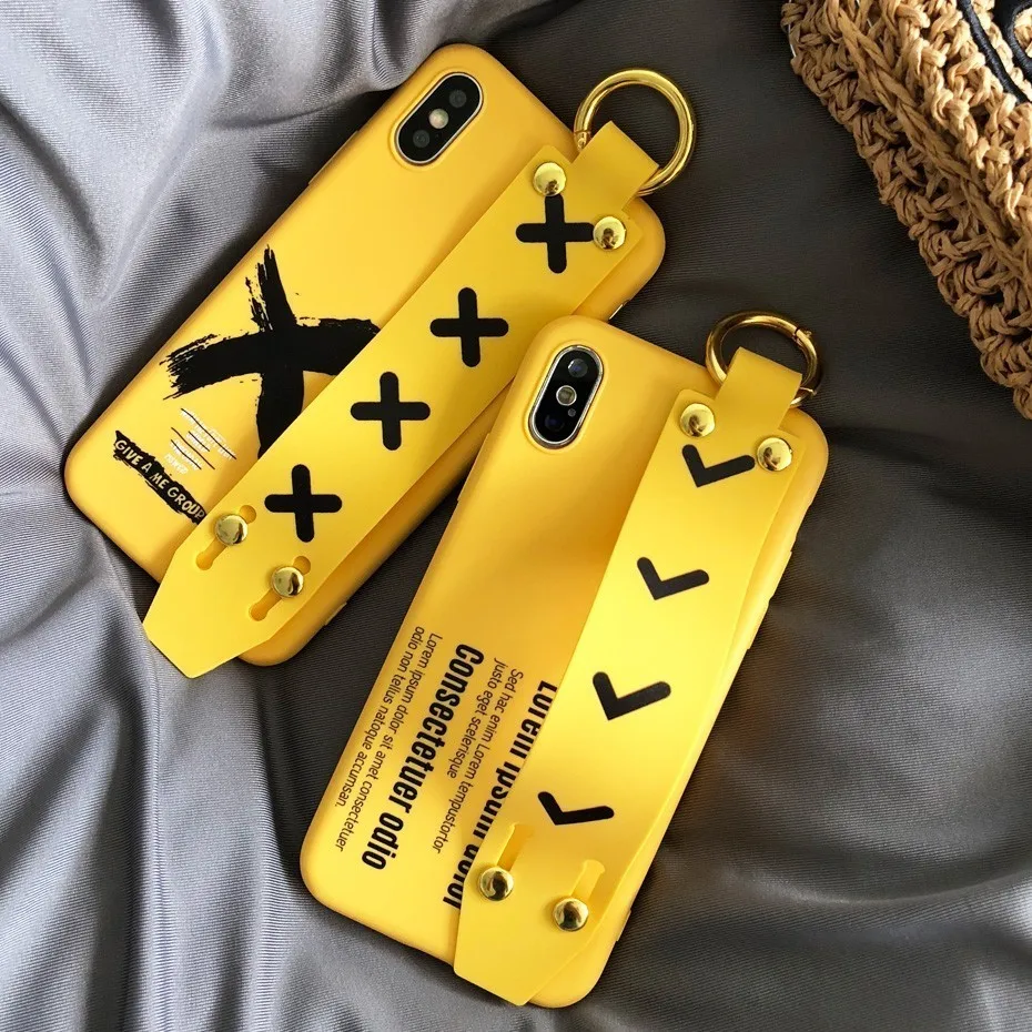

Cute Case for iPhone XR XS Max X IG INS Original Wrist Strap Phone Silicone Cover for iPhone 6S 6 7 8 Plus Cases Coque Funda